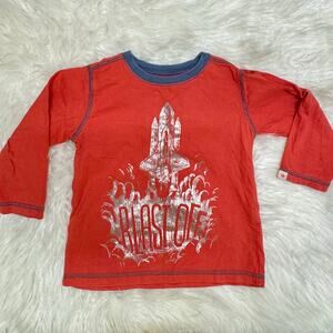 Hatley Orange Graphic Shirt Blast Off Rocket Space Toddler Sz 2T 100% Cotton